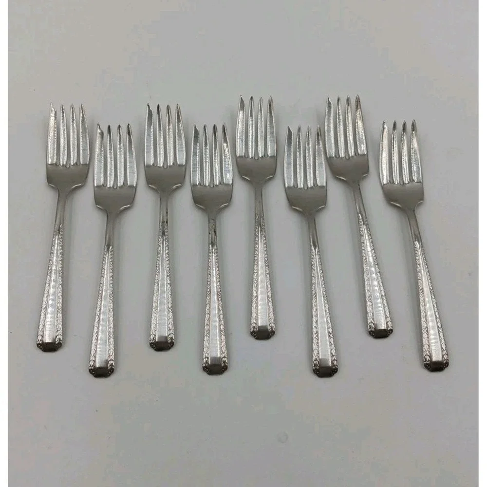 8 WB9 Williams Bros Silverplate Flatware Salad Forks